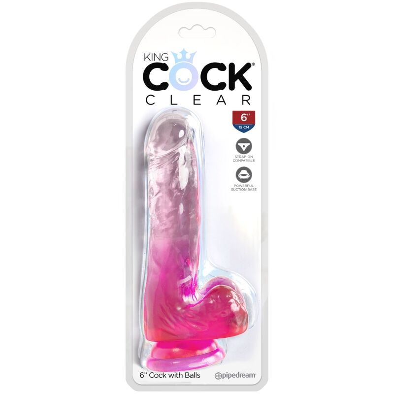 King cock - clear realistic penis with balls 13.5 cm pink 1