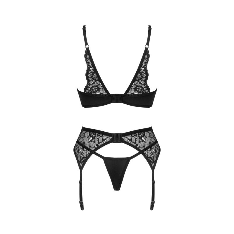 Obsessive - Bellastia 3-Piece Bra Set Black Xl/2xl