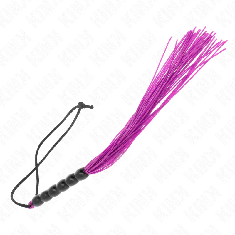 Kink - Mini Silicone Whip With 6 Purple Beads 26 Cm