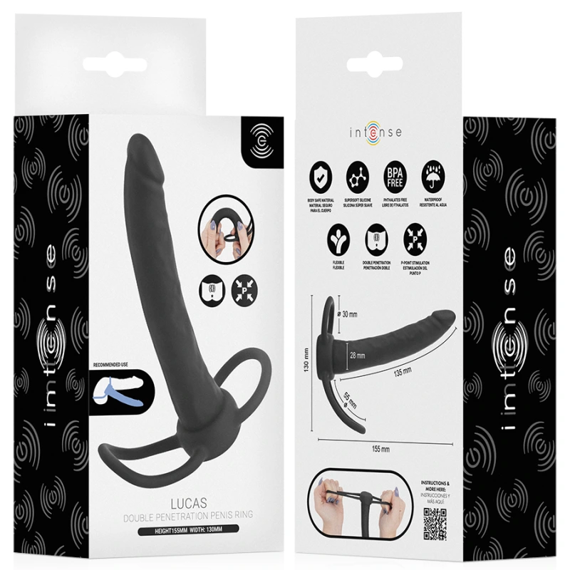Intense lucas anal dildo with cock and testicle ring silicone 6