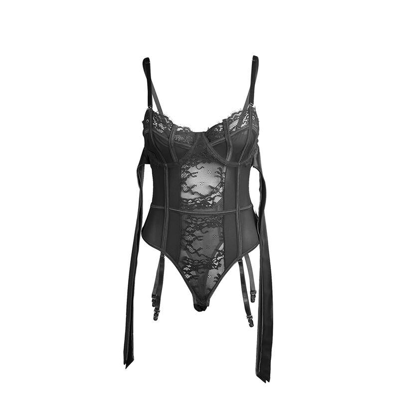 Subblime - 955502 lace bodysuit with bows and garters black l/xl 3