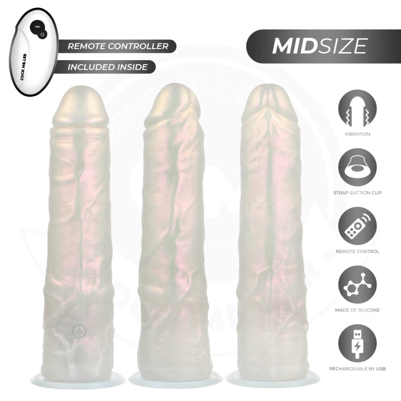 Cock miller - dildo with suction cup, lights and vibration with remote control white 20.5 cm 8
