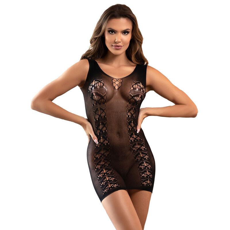 Subblime - 952167 short elastic fishnet bodystocking black one size