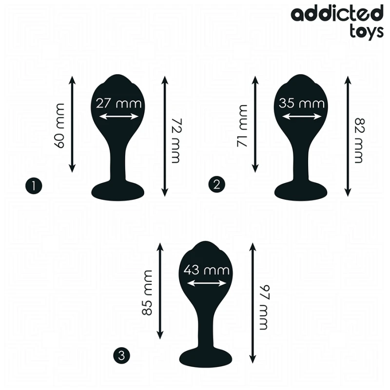 Addicted toys - set of 3 anal plug silicone with jewel 3