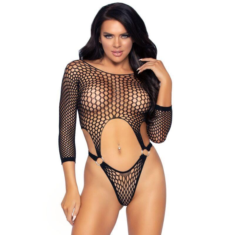 Leg Avenue - Top Bodysuit With Thong Back One Size - Black