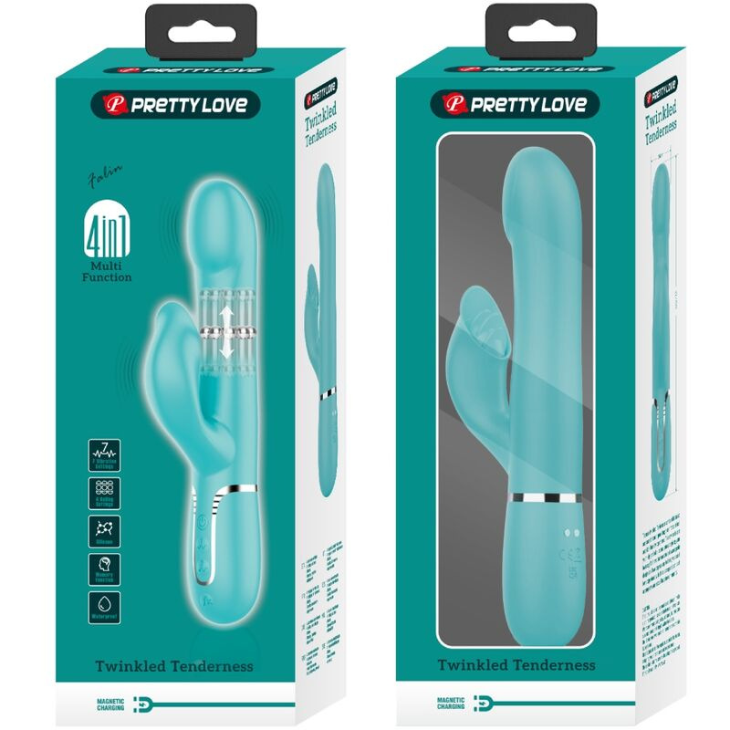 Pretty love - rabbit vibrator pearls aqua green 9