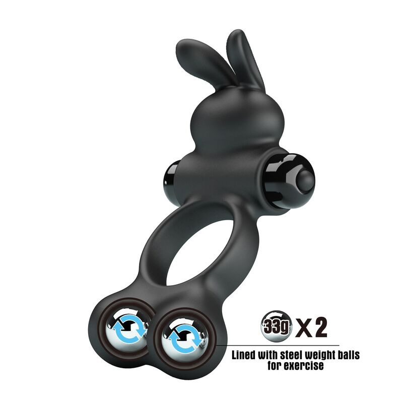 Pretty love - vibrating penis ring with bunny stimulator 10 functions black 2