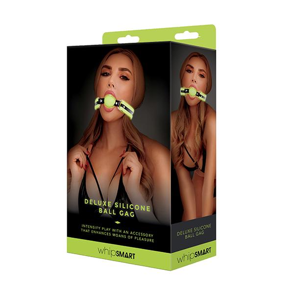 Whipsmart - Glow In The Dark Silicone Ball Gag Black