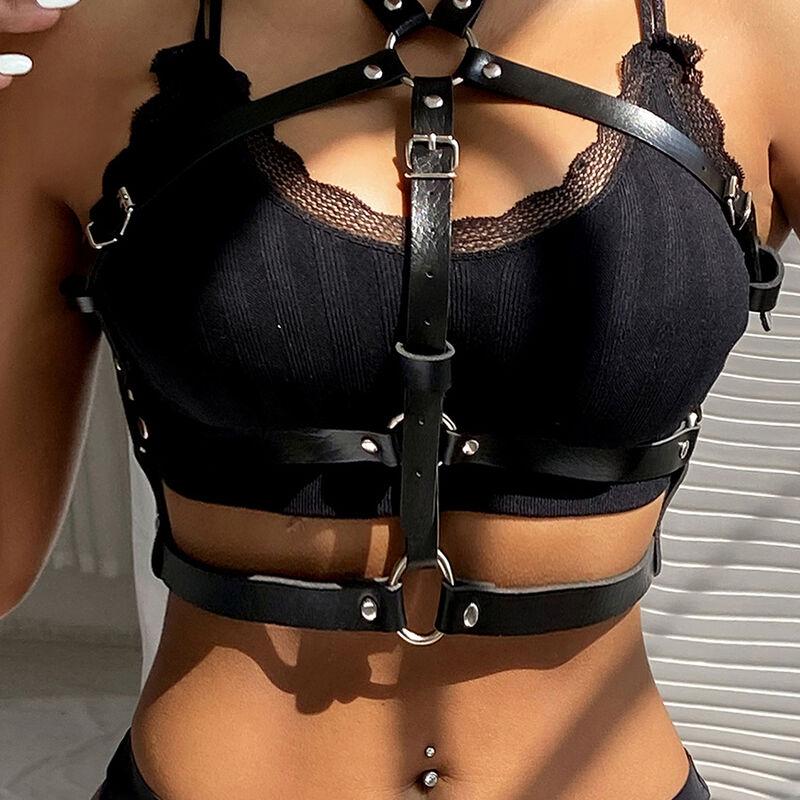 Subblime - Leather Ring Chest Harness Black One Size