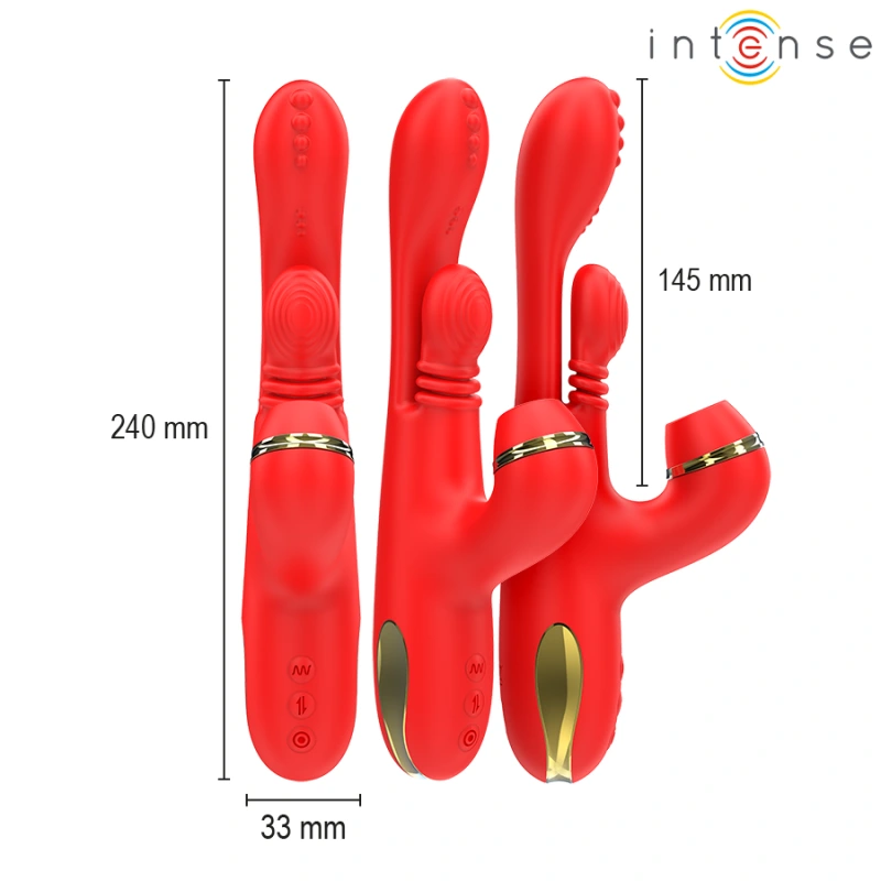 Intense - katy multifunction clitoris stimulator 4 interchangeable heads red 2