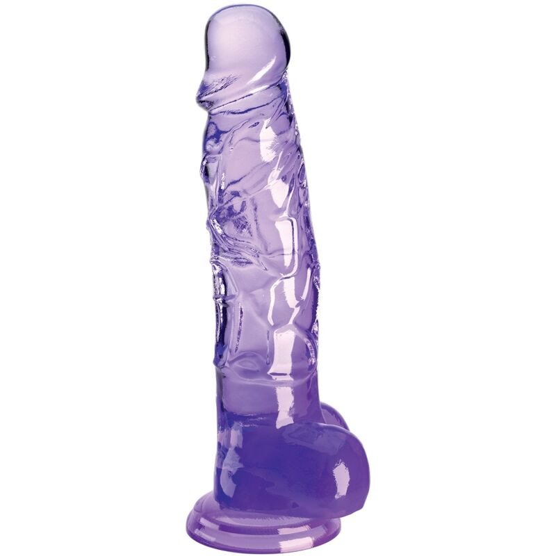 King cock - clear realistic penis with balls 16.5 cm purple