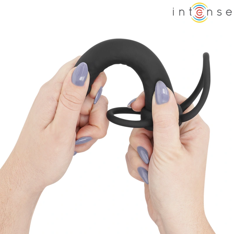 Intense lucas anal dildo with cock and testicle ring silicone 4