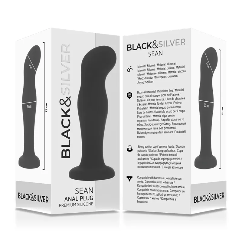 Black&Silver - Sean Premium Silicone Anal Plug Black - Análny Kolík