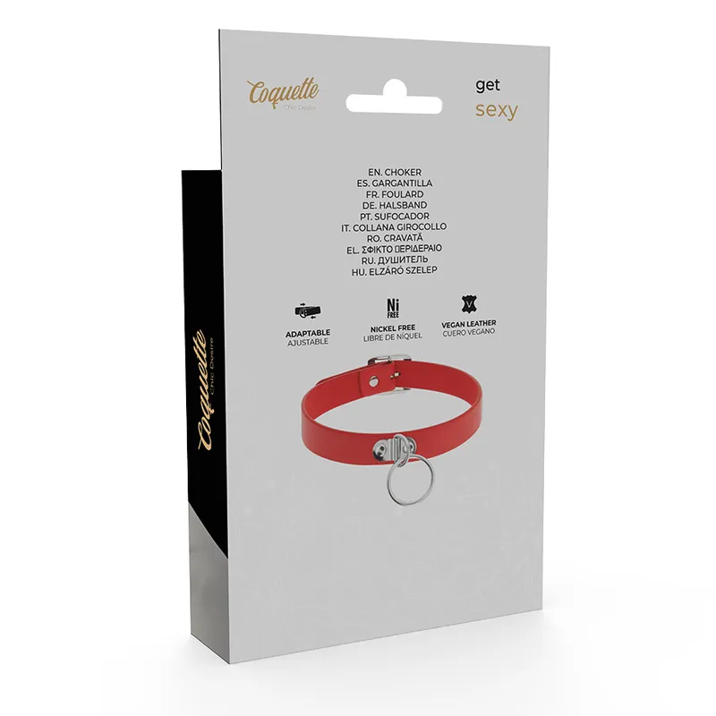 Coquette Hand Crafted Choker Fetish - Red 6