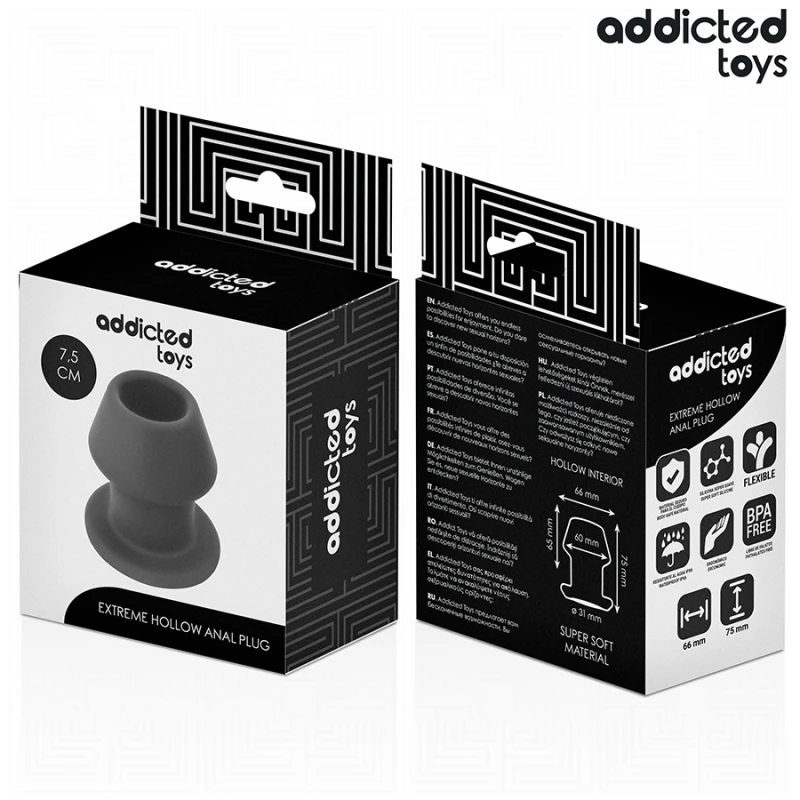 Addicted toys - extreme hollow anal plug silicone size s 7.5 cm 6