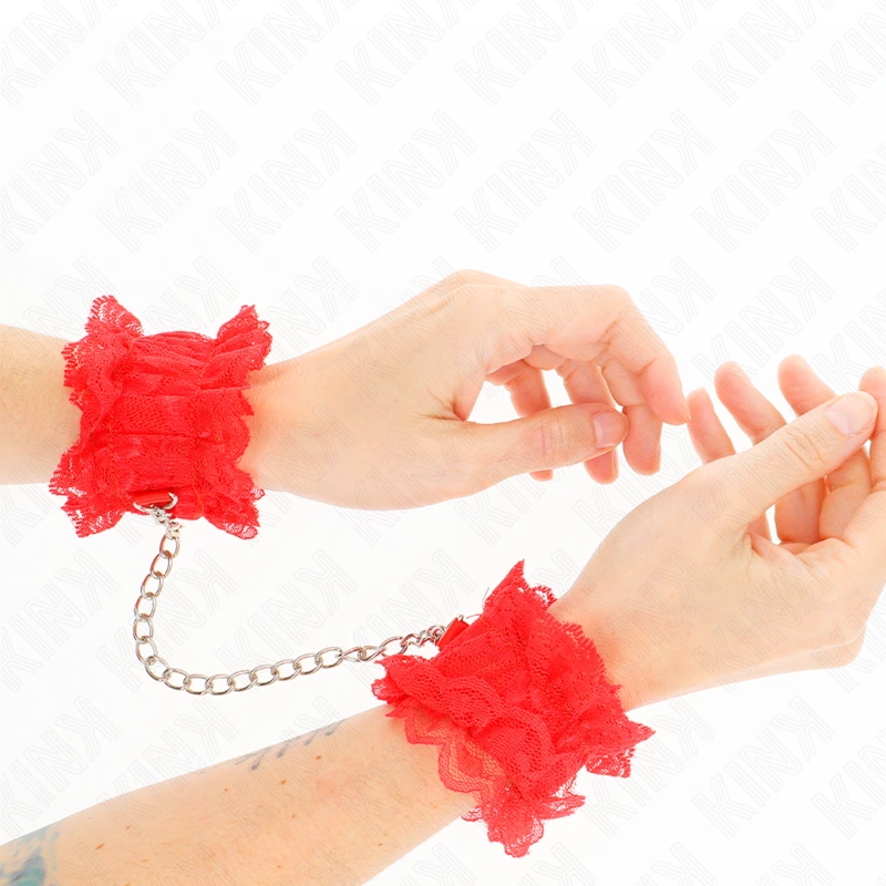 Kink - lace elastic wrist restraints red
