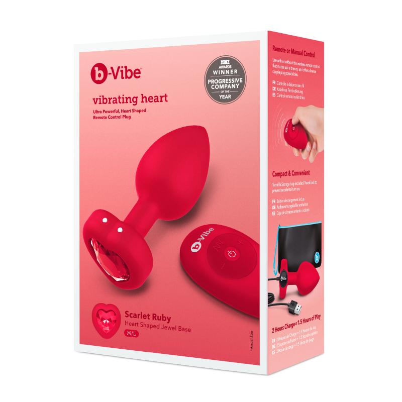 B-Vibe - Vibrating Heart Plug M/L Red 7