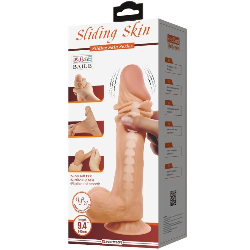 Pretty love - sliding skin series realistic dildo with sliding skin suction cup remote control flesh 1
