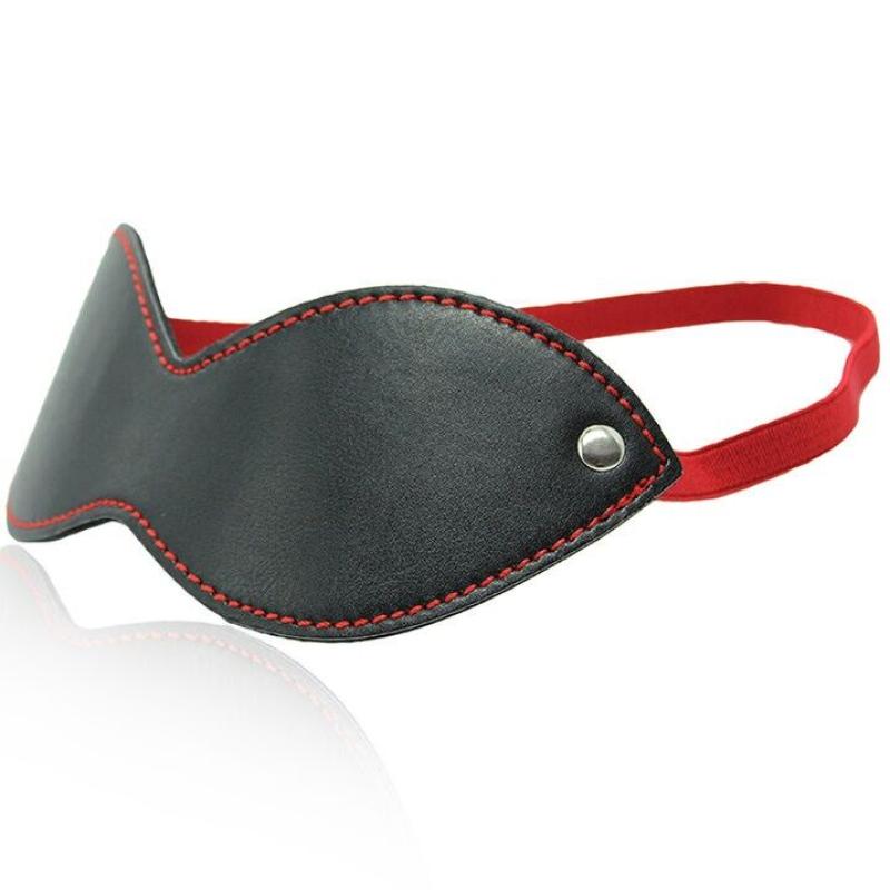 Ohmama Fetish Blindfold With 3 Rivets -  Black-Red