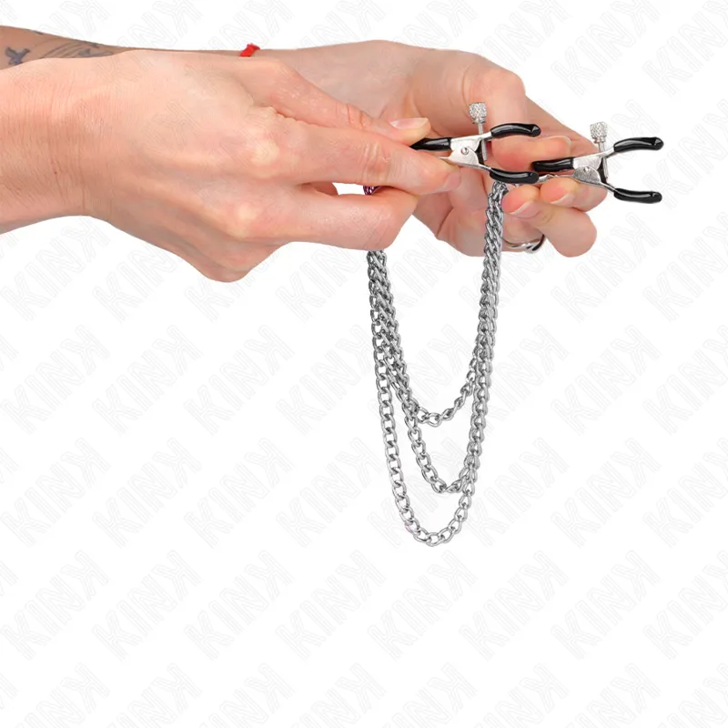 Kink - Nipple Clamps With 3 Chains Silver 20/23/28 Cm