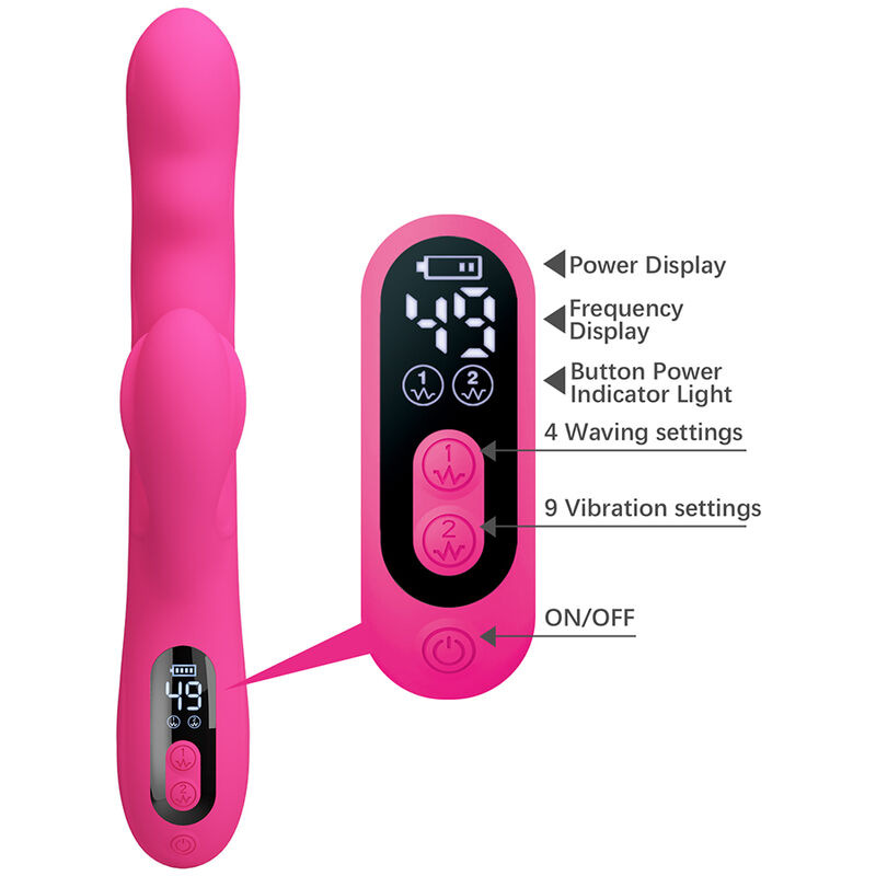 Pretty love - winters multifunction rabbit vibrator with led display pink 7