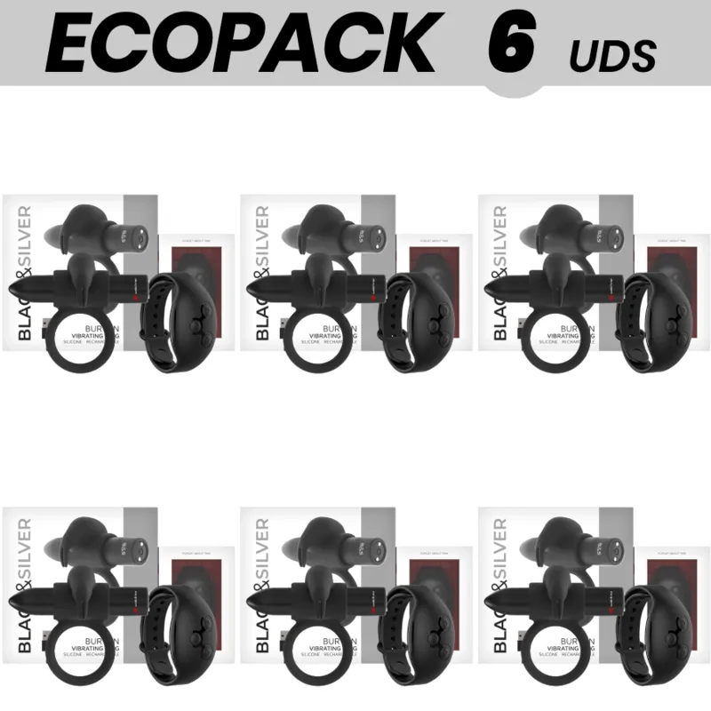 Ecopack 6 Units - Black&Amp;Silver Burton Remote Control Cockring Watchme