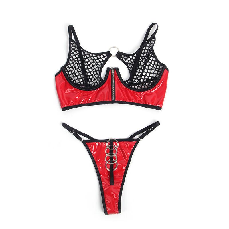 Subblime - 955533 red patent leather mesh zipper bra set s/m 5