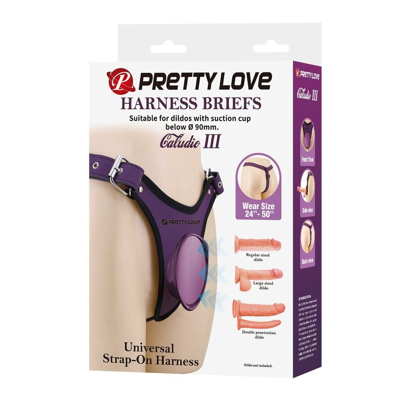 Pretty love - universal strap-on harness briefs purple and black 4
