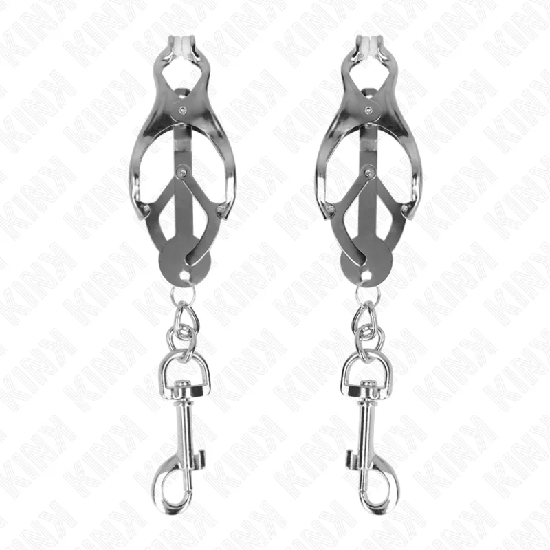 Kink - Japanese Clover Nipple Clamps With Hooks Silver