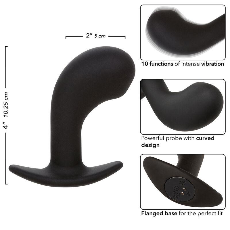 Calexotics - Rock Bottom Curved Anal Plug 10 Vibrations Silicone Black