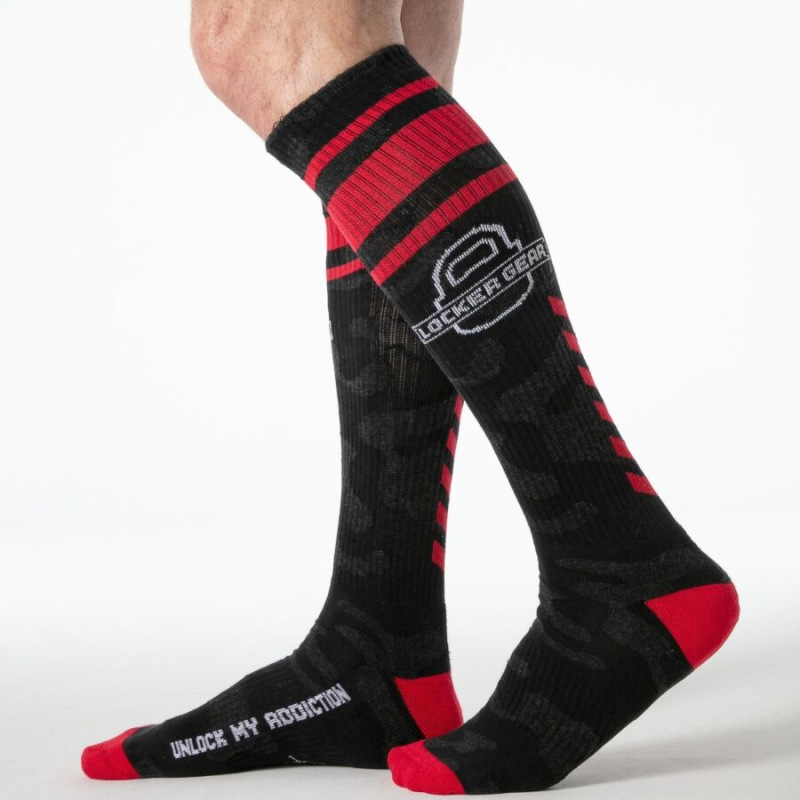 Locker gear - full military knee high socks red one size