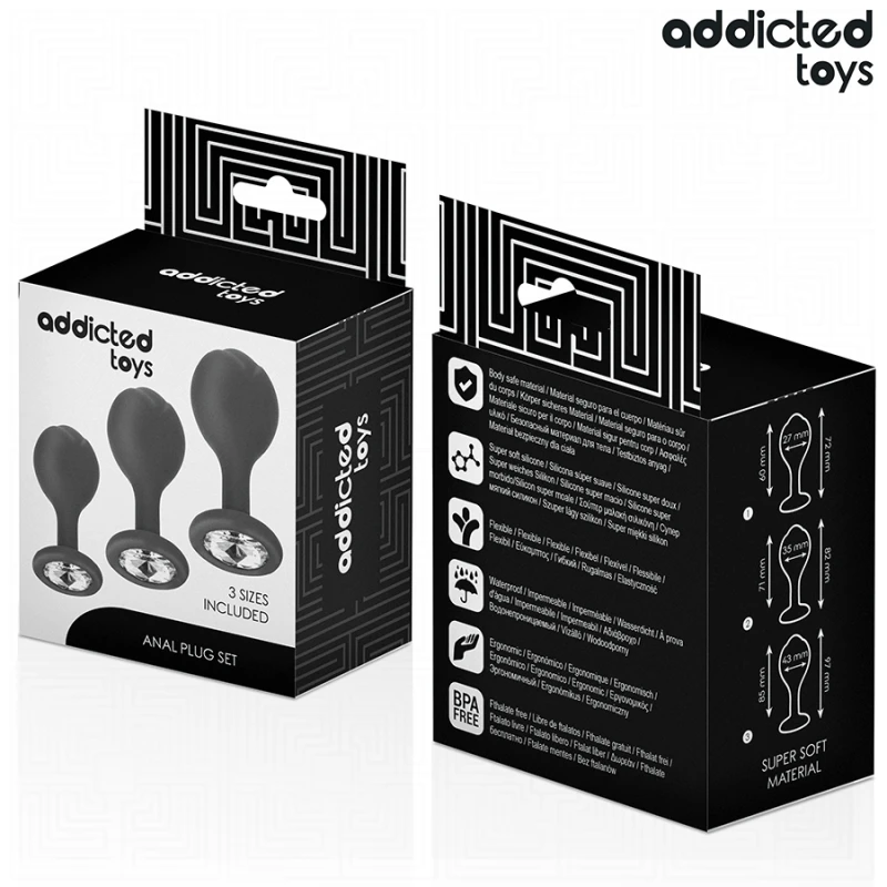 Addicted toys - set of 3 anal plug silicone with jewel 6
