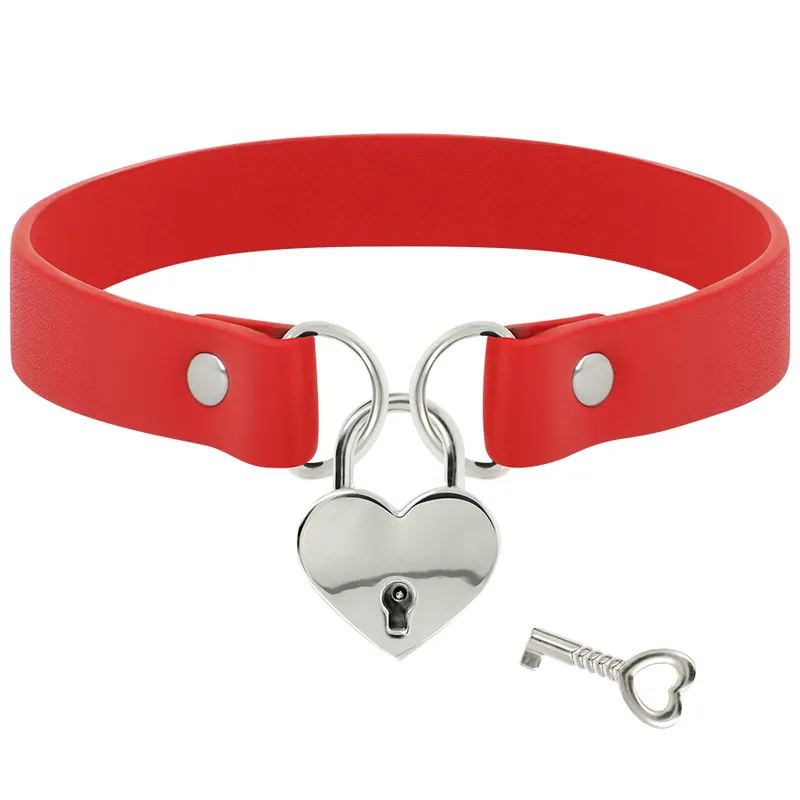 Coquette Hand Crafted Choker Keys Heart - Red