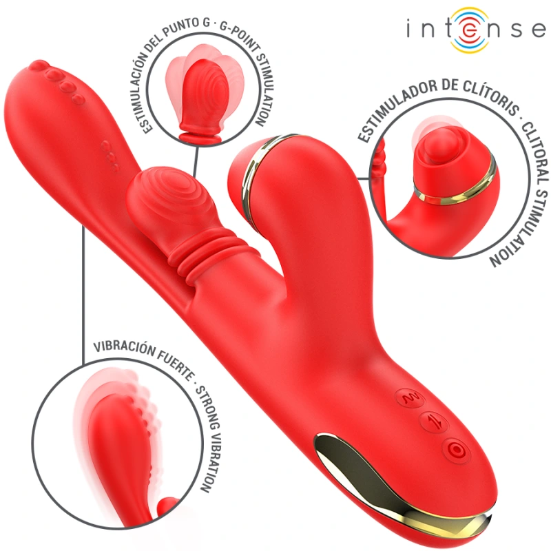 Intense - katy multifunction clitoris stimulator 4 interchangeable heads red 3
