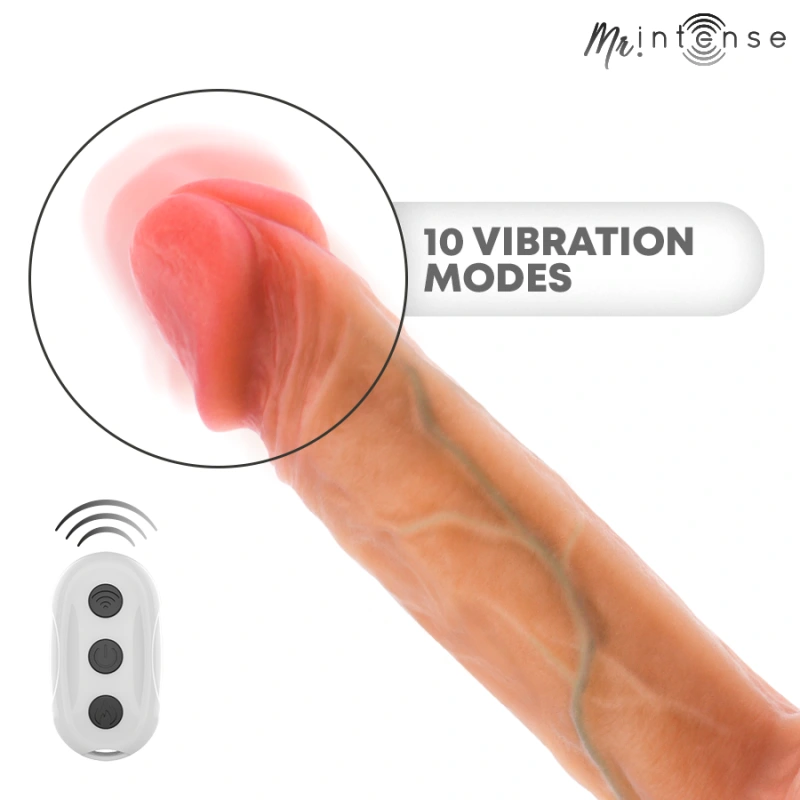 Mr intense - logan vibrator dildo silicone with heat effect and remote control 20 cm -Ø- 4,1 cm 4