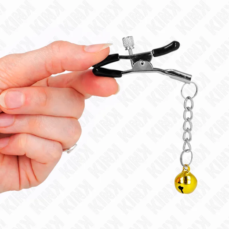 Kink - Gold Jingle Bell Pendant Nipple Clamps 6 Cm 3
