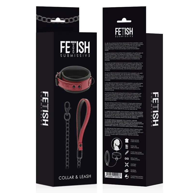 Fetish Submissive Dark Room Collar With Leash - Obojok 8