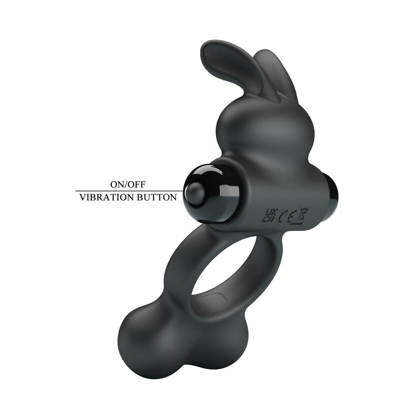 Pretty love - vibrating penis ring with bunny stimulator 10 functions black 8