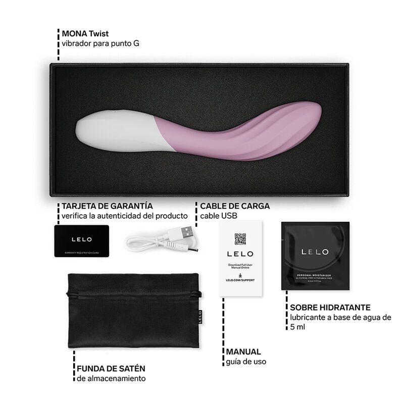 Lelo - mona twist rechargeable app-controlled g-spot vibrator lavender 4