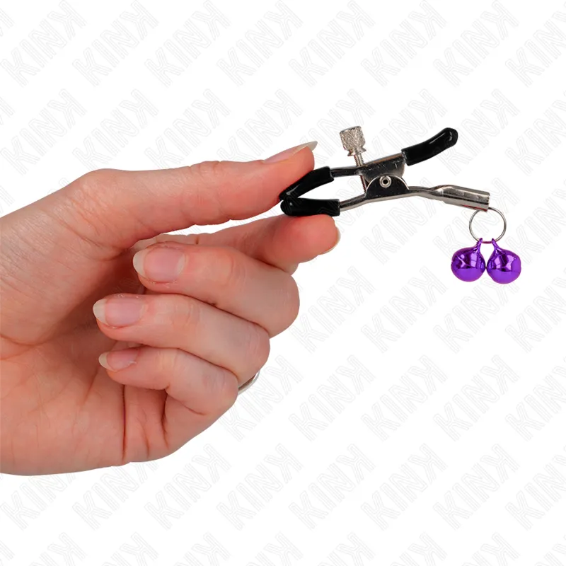 Kink - Double Bell Nipple Clamp Purple 6 Cm