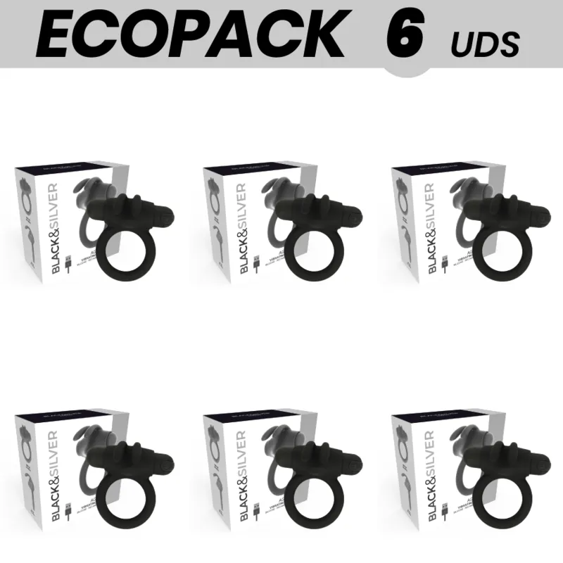 Ecopack 6 Units - Black&Amp;Silver Agron Ring