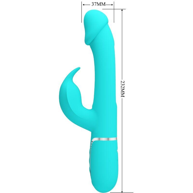 Pretty Love - Kampas Rabbit 3 In 1 Multifunction Vibrator With Tongue Aqua Green 6