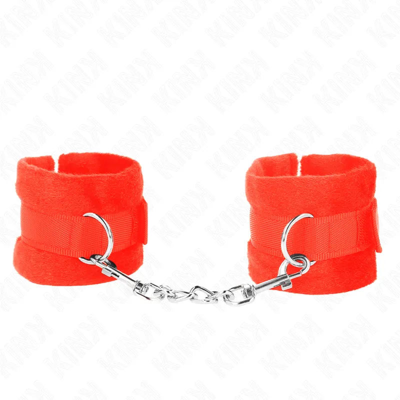 Kink - Beginner Fur Hand Cuffs Red 30 X 7 Cm