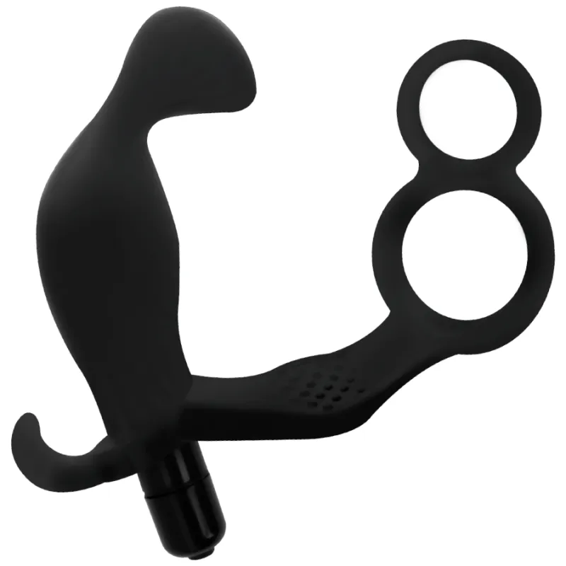 Addicted Toys Butt Plug With Cock Ring And Ball-Strap 10cm Black - Análny Kolík S Krúžkom