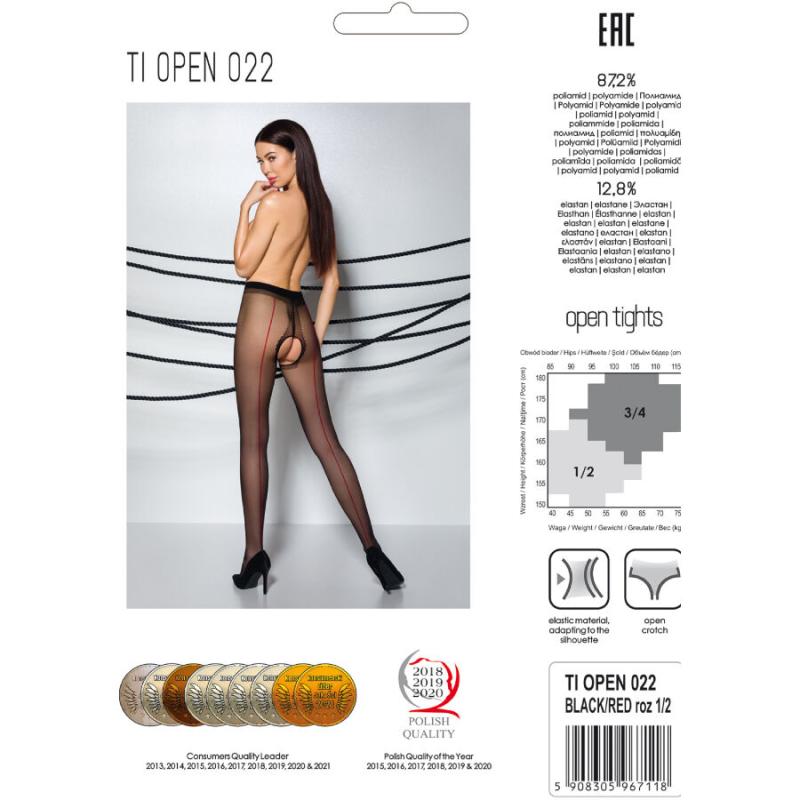 Passion - Tiopen 022 Stocking Black/Red 3/4 (20 Den) 4