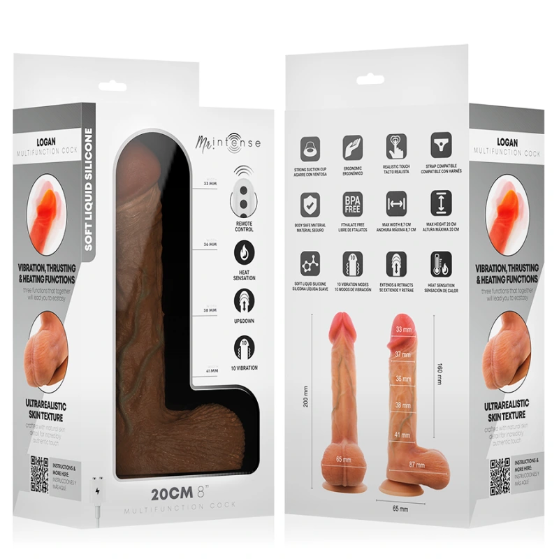 Mr intense - logan vibrator dildo silicone with heat effect and remote control 20 cm -Ø- 4,1 cm 10