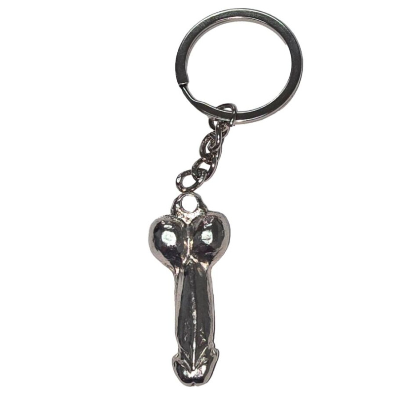 Diablo picante - silver metal penis keychain