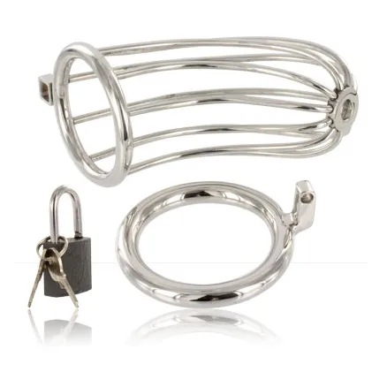 Metal hard - bird chastity ring cage