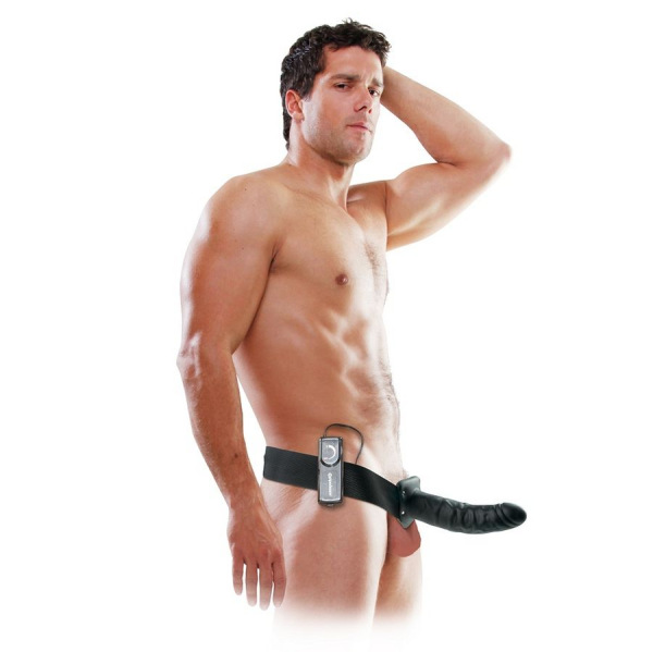 Fetish fantasy series - 19 cm vibrating hollow strap-on black 4