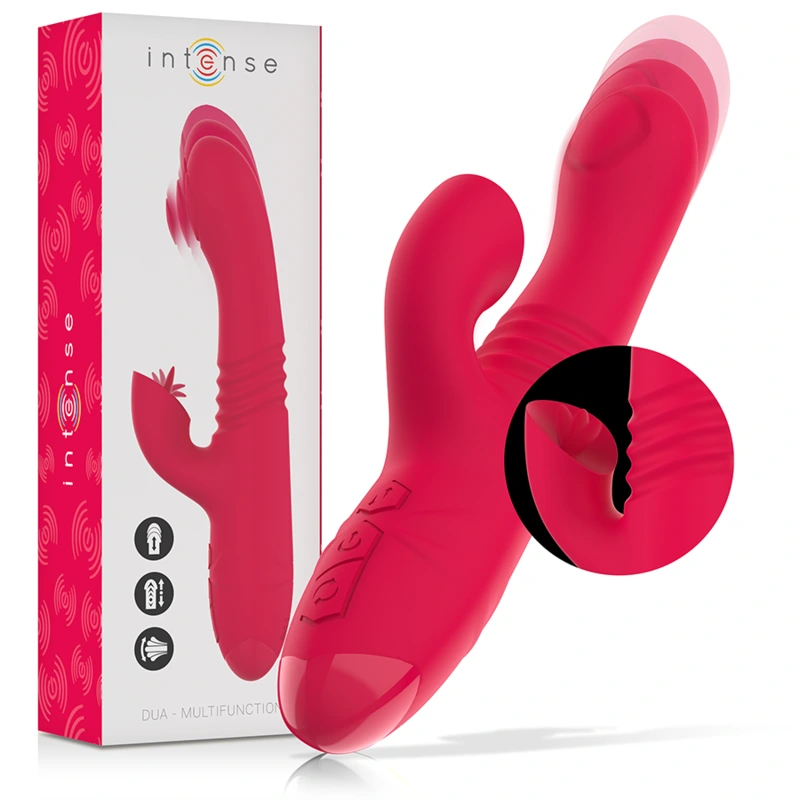Intense - dua multifunction rechargeable up & down vibrator with red tongue